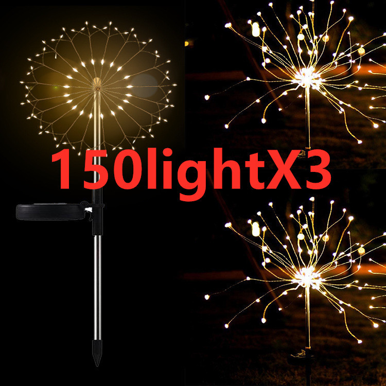 New Ground Plug Solar Fireworks Light LED Light String Copper Wire Outdoor Garden Decoration Star Lights Christmas Lights - Image 4