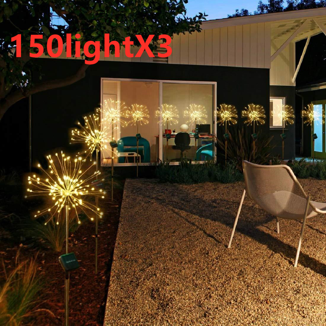 New Ground Plug Solar Fireworks Light LED Light String Copper Wire Outdoor Garden Decoration Star Lights Christmas Lights - Image 9