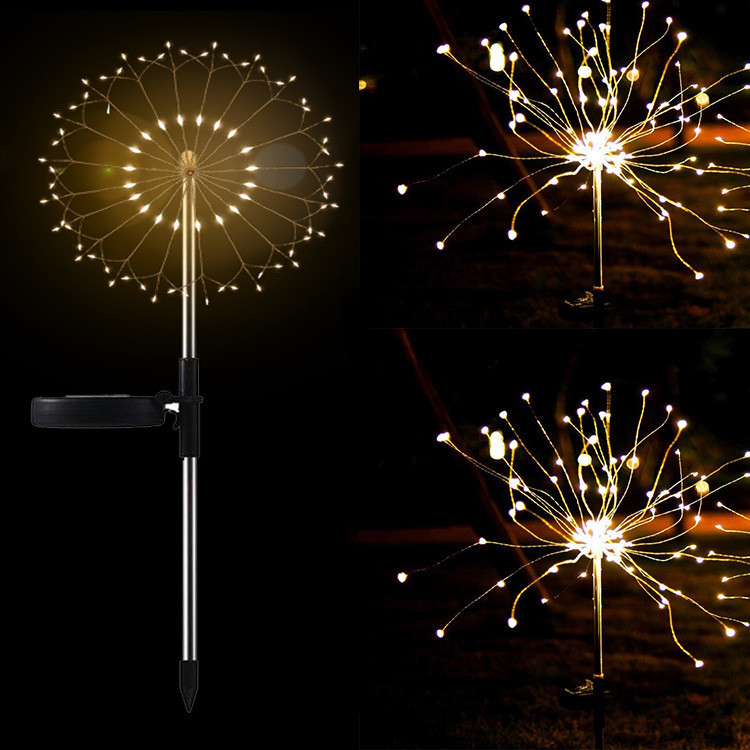 New Ground Plug Solar Fireworks Light LED Light String Copper Wire Outdoor Garden Decoration Star Lights Christmas Lights - Image 3